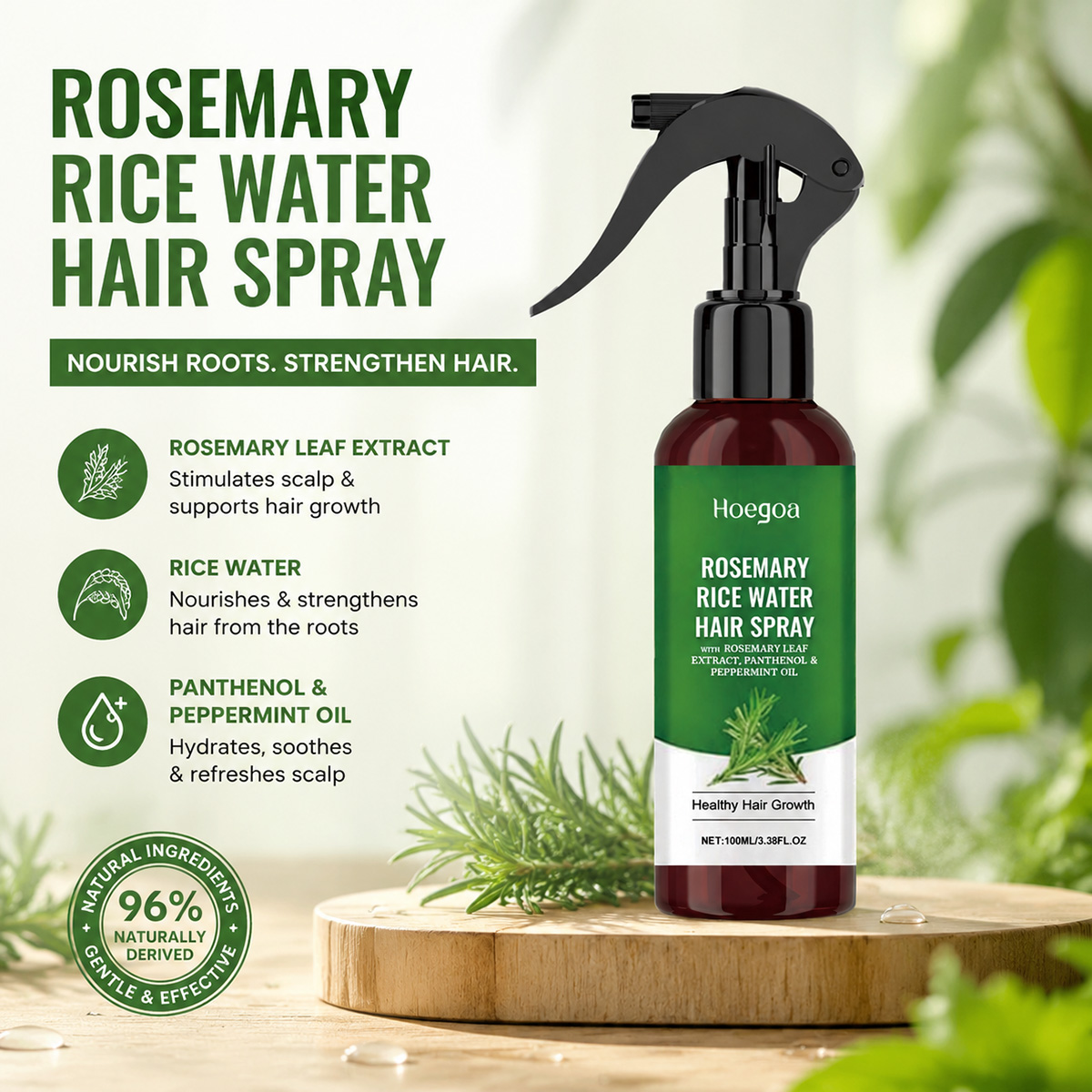 Rose Water Spray - Biberiye Özlü Biberiye Pirinç Suyu Saç